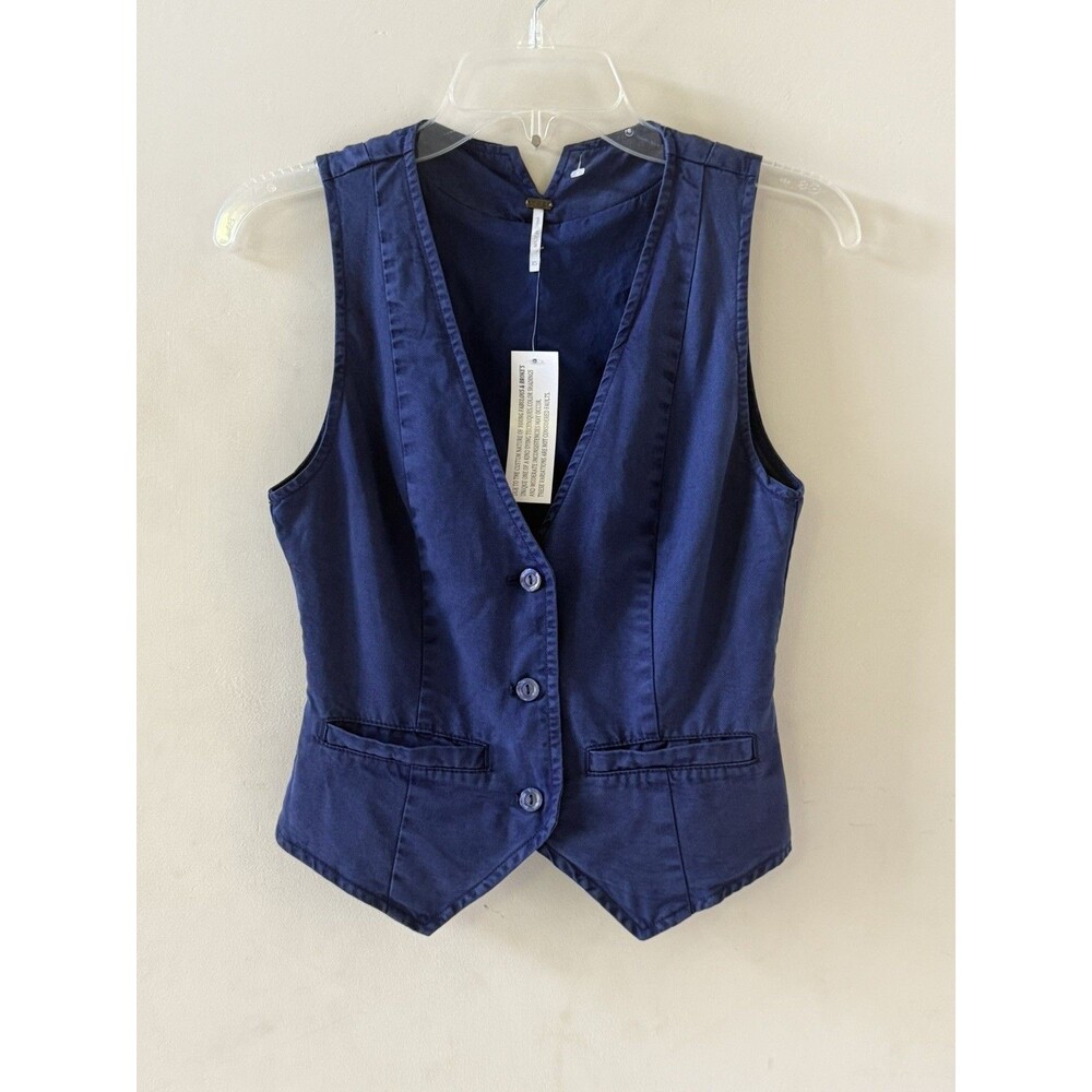 Young Fabulous Broke YFB Tate Denim Vest Cobalt Blue Size XS